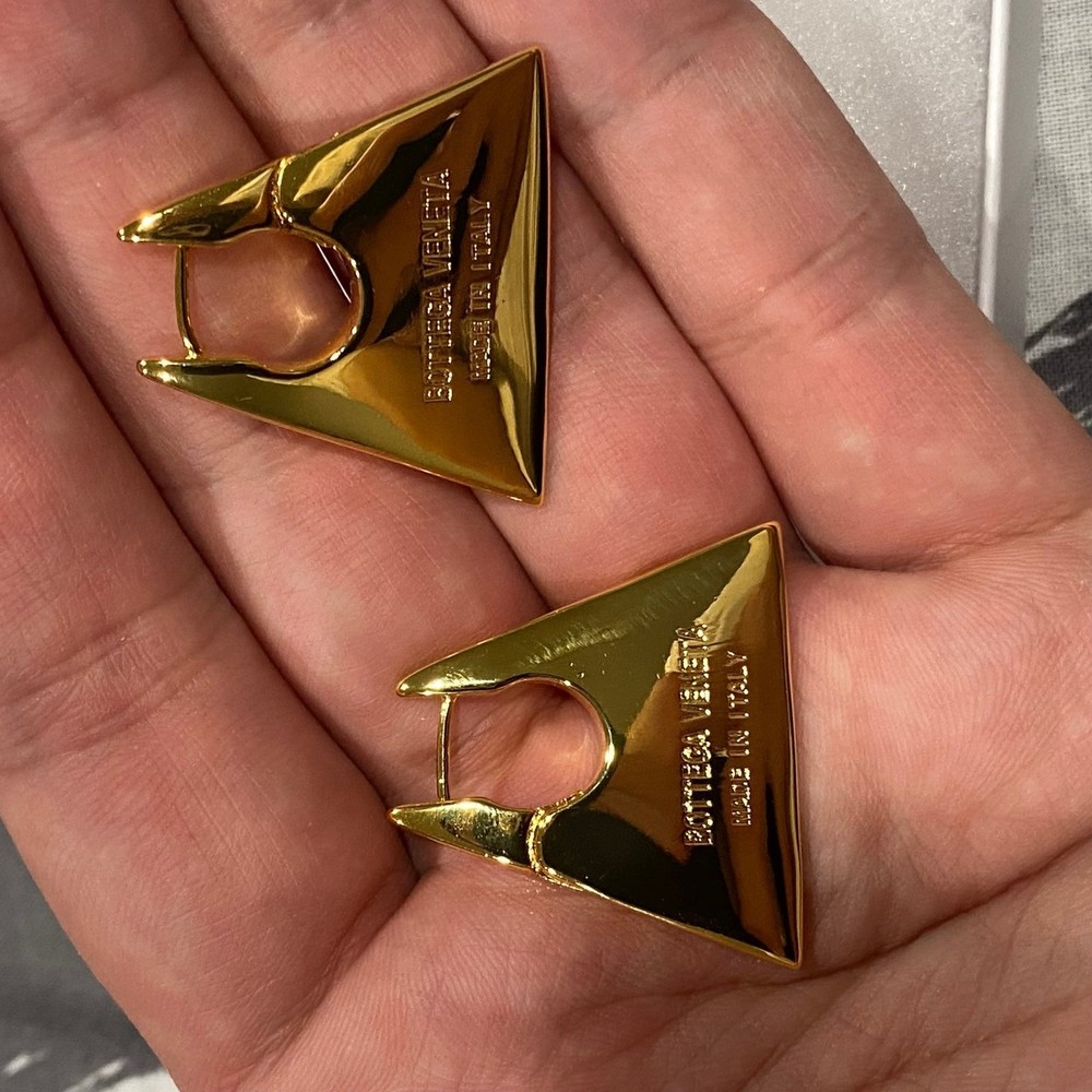 Bottega Veneta Gold Triangle Earrings